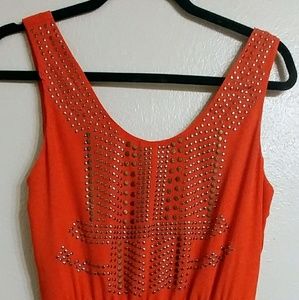 SOLD! Coral dress with gold studded accents